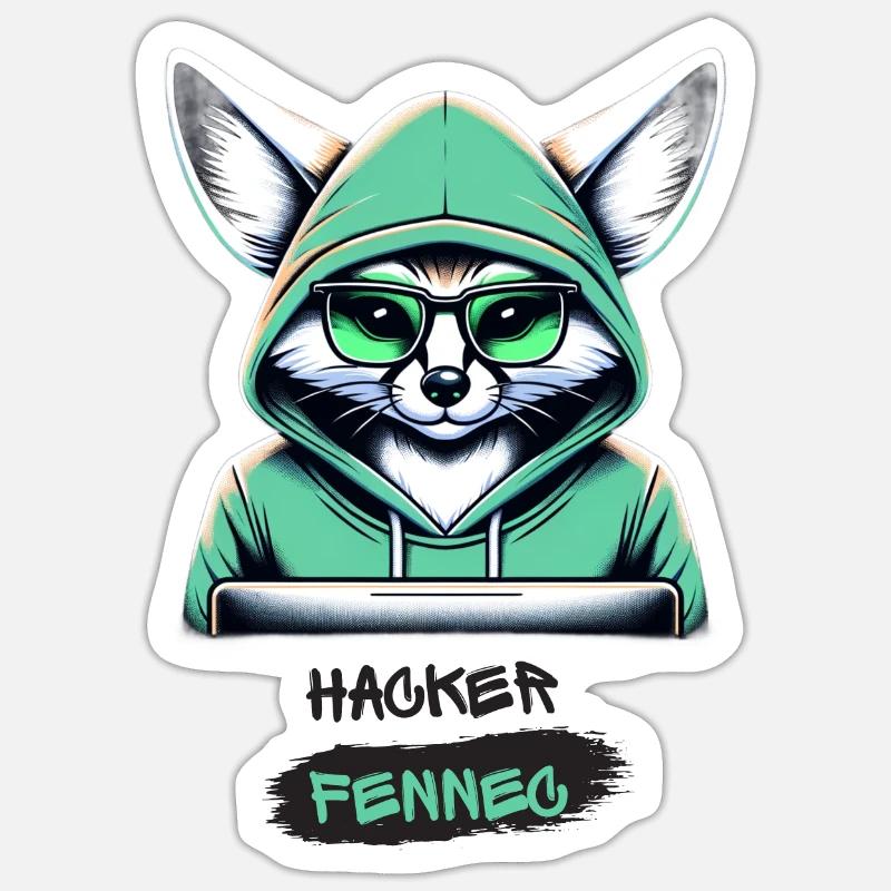 HACKER FENNEC - Sticker taille S (10 x 10 cm) - blanc mat