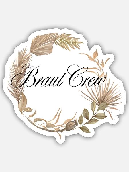 Braut Crew Boho Kranz - Sticker Größe S (10 x 10 cm) - Mattweiß