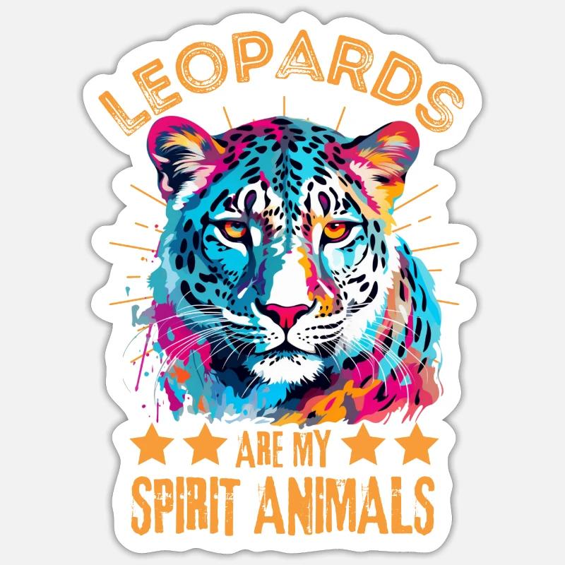 Bunter Schneeleopard farbklecks farbspritzer Sticker Größe S (10 x 10 cm)