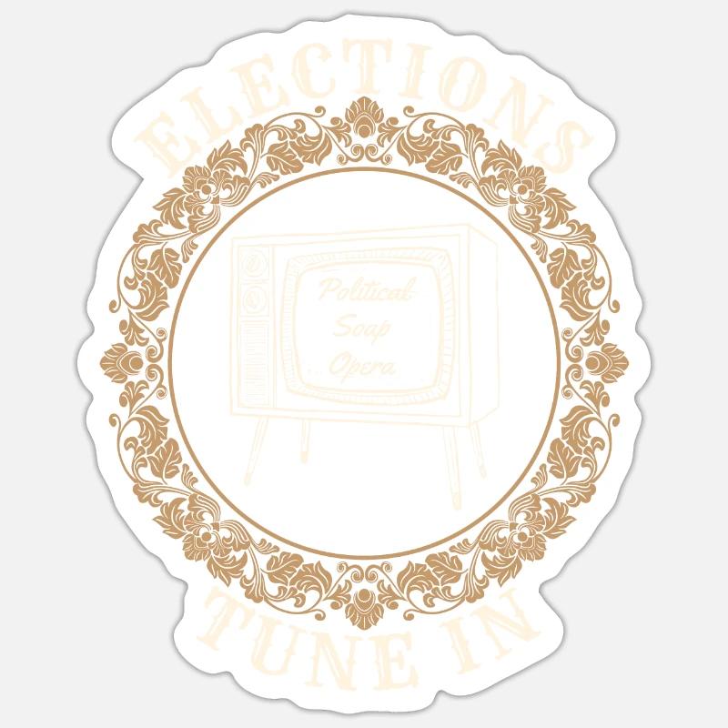 Satire télévisée rétro sur les élections - Sticker taille S (10 x 10 cm) - blanc mat