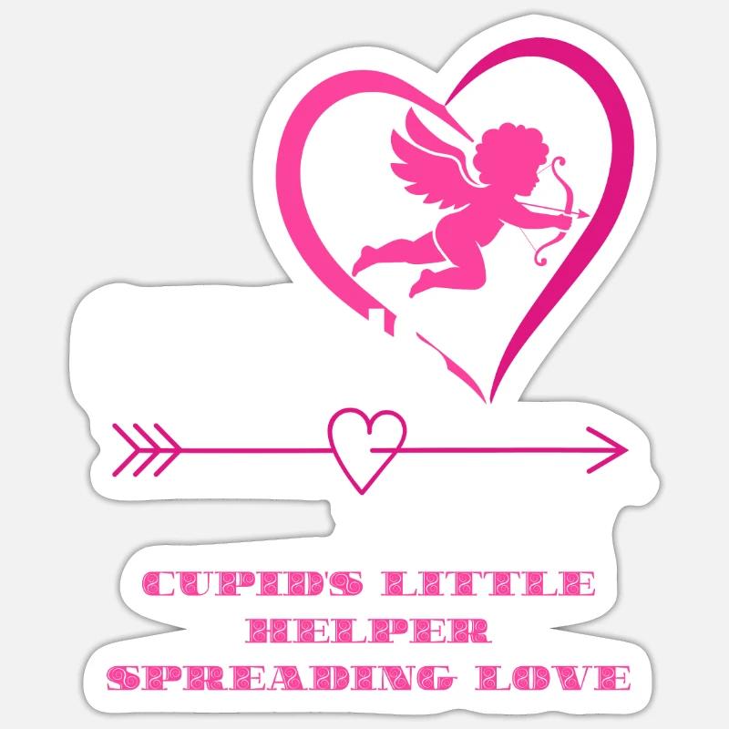 Cupid's Assistant Heart Tee - Sticker size S (10 x 10 cm) - white matte