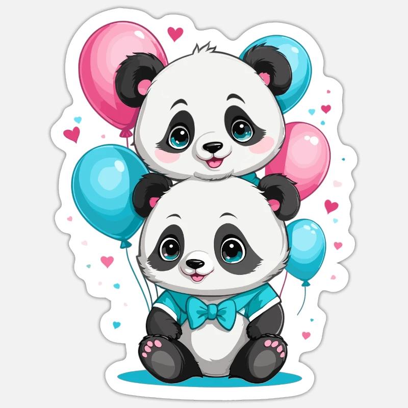 Panda mignon Sticker taille S (10 x 10 cm)