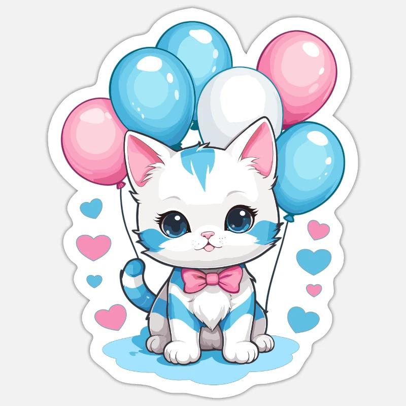 Mignon bébé chat - Sticker taille S (10 x 10 cm) - blanc mat