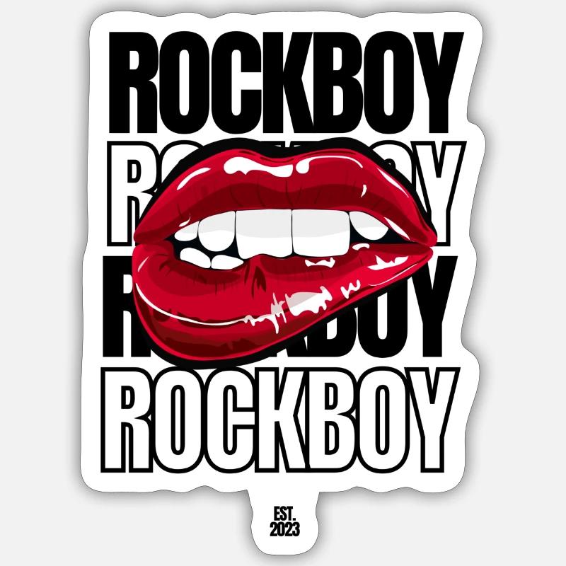 Rockboy "Bite Lip" - Sticker Größe S (10 x 10 cm) - Mattweiß