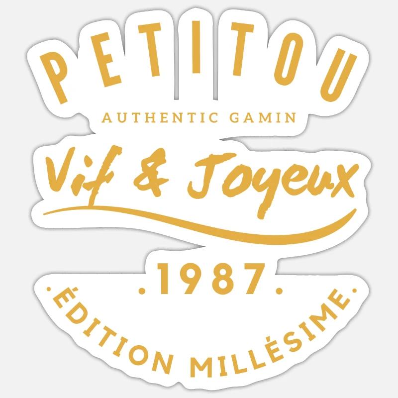 « Petitou 1987 » - Sticker taille S (10 x 10 cm) - blanc mat