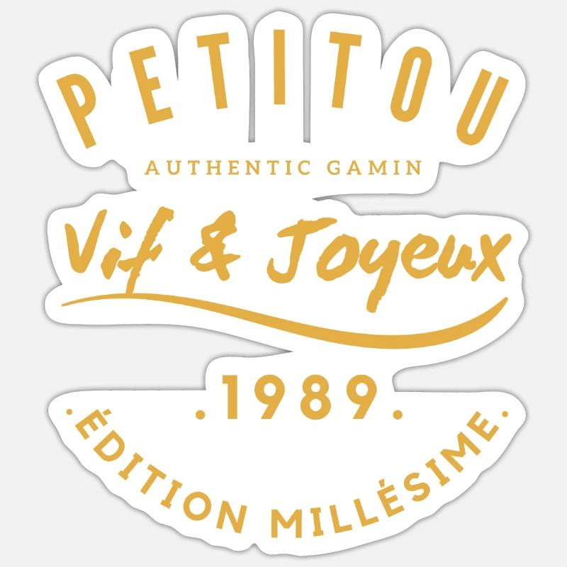 « Petitou 1989 » - Sticker taille S (10 x 10 cm) - blanc mat