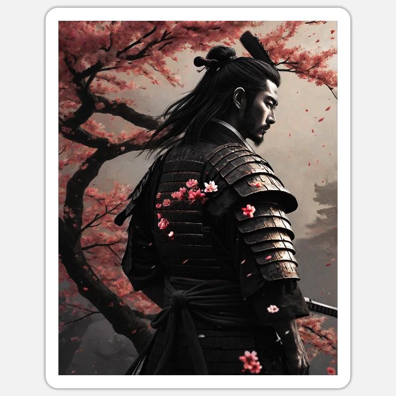 Samurai Cherry Blossoms Sticker size S (10 x 10 cm)
