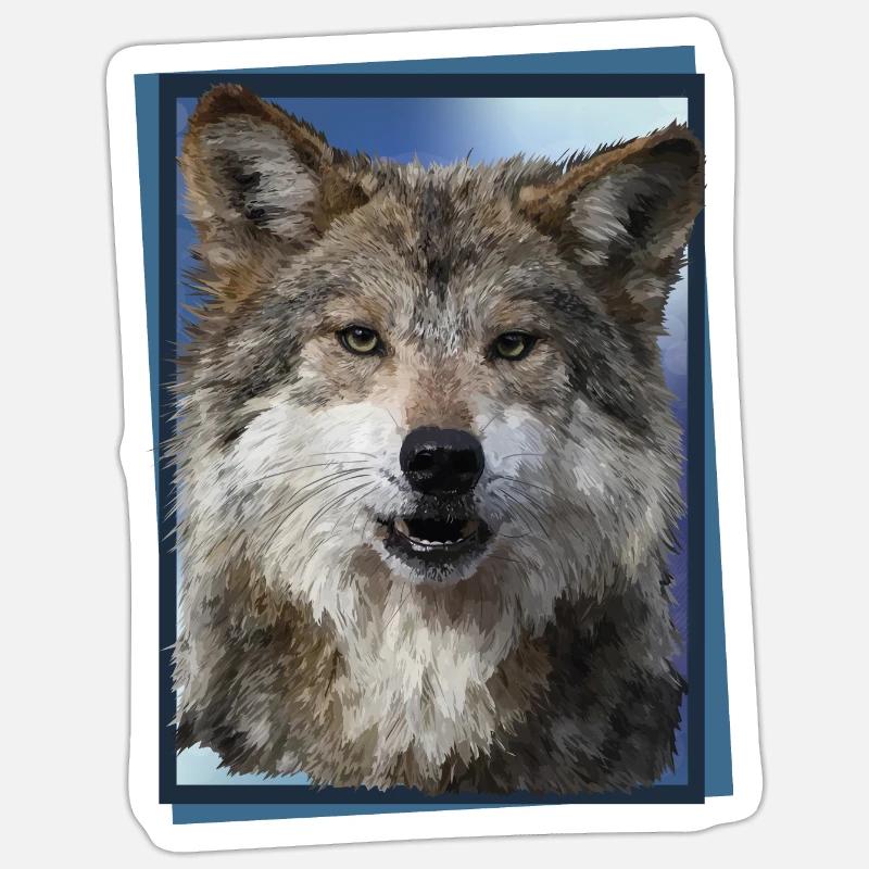 Loup - Sticker taille S (10 x 10 cm) - blanc mat