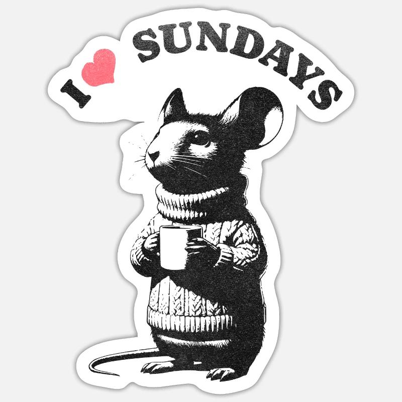 J’adore les dimanches - Sticker taille S (10 x 10 cm) - blanc mat