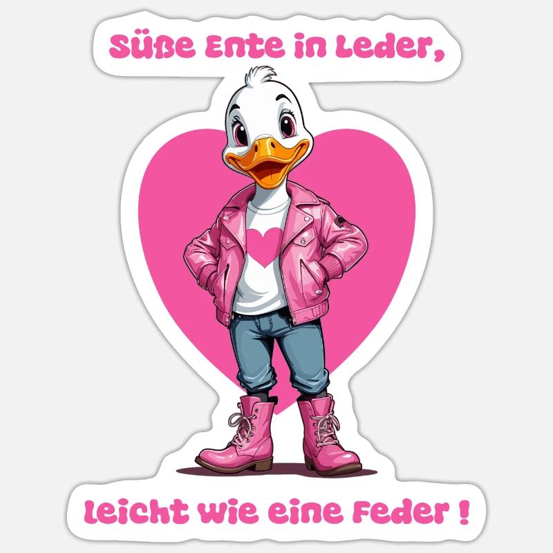 Mignon canard en cuir - Sticker taille S (10 x 10 cm) - blanc mat