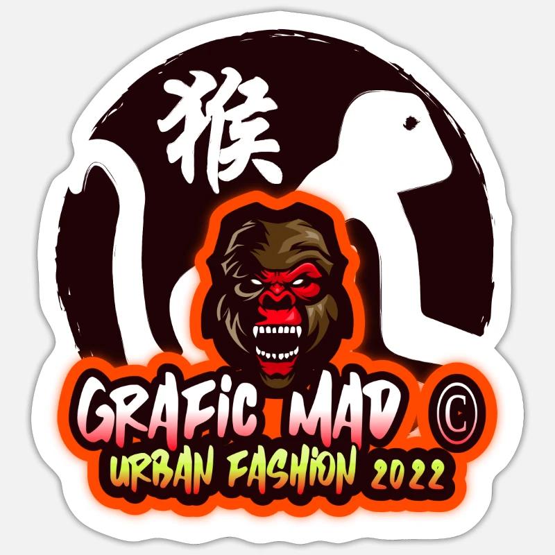 MAD GORILLA - Sticker taille S (10 x 10 cm) - blanc mat