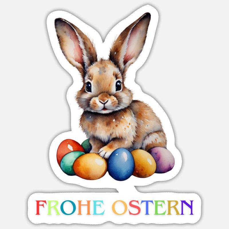 Joyeuses Pâques - Sticker taille S (10 x 10 cm) - blanc mat