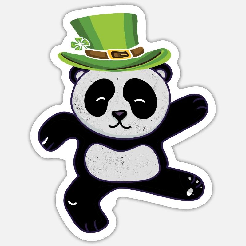 Dancing Panda on St. Patrick´s Day Sticker Größe S (10 x 10 cm)