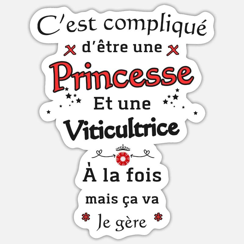 Princesse Viticultrice - Sticker taille S (10 x 10 cm) - blanc mat