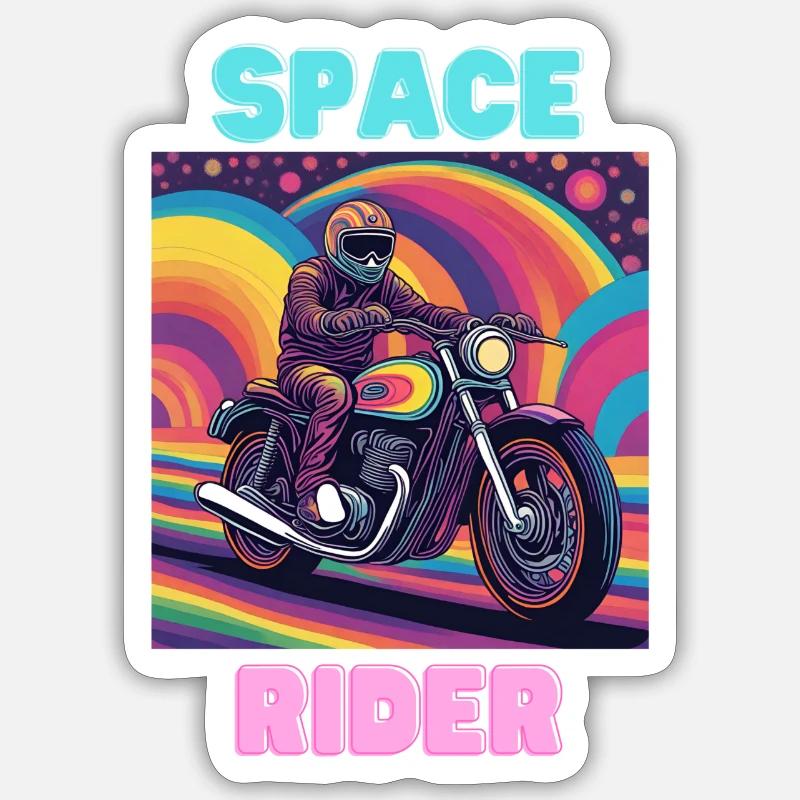 Space Rider - Sticker size S (10 x 10 cm) - white matte