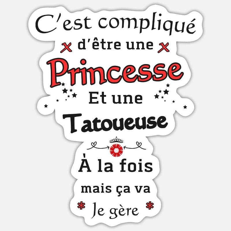 Princesse Tatoueuse - Sticker taille S (10 x 10 cm) - blanc mat