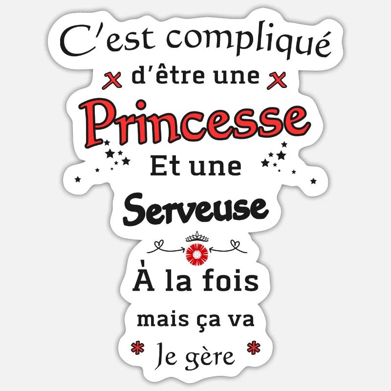 Princesse Serveuse - Sticker taille S (10 x 10 cm) - blanc mat