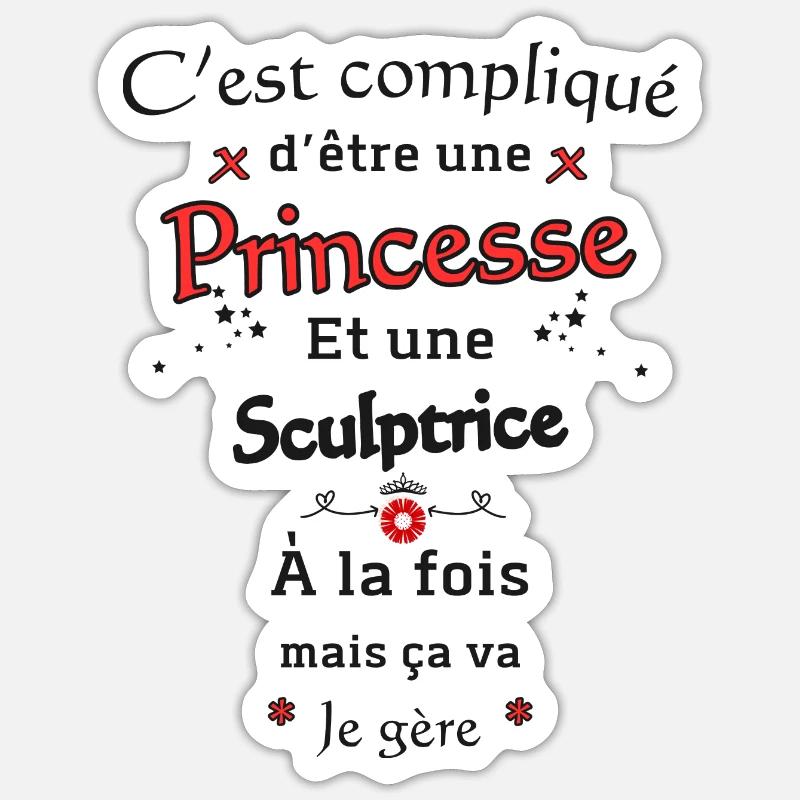 Princesse Sculptrice - Sticker taille S (10 x 10 cm) - blanc mat