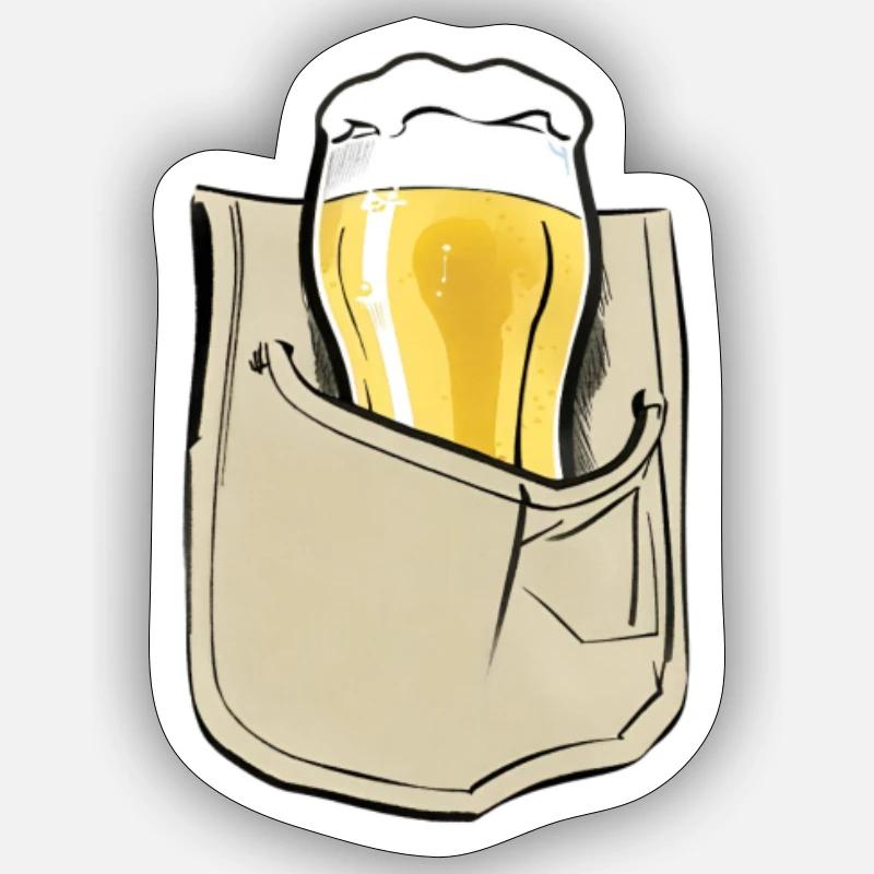 Bier Jackentasche - Sticker Größe S (10 x 10 cm) - Mattweiß