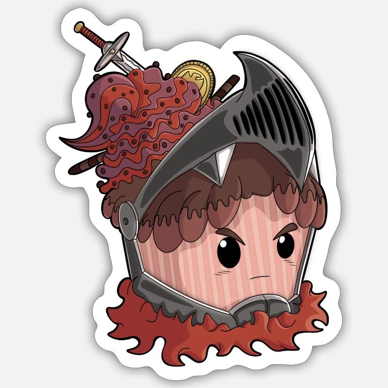Knight Cupcake - Sticker Größe S (10 x 10 cm) - Mattweiß