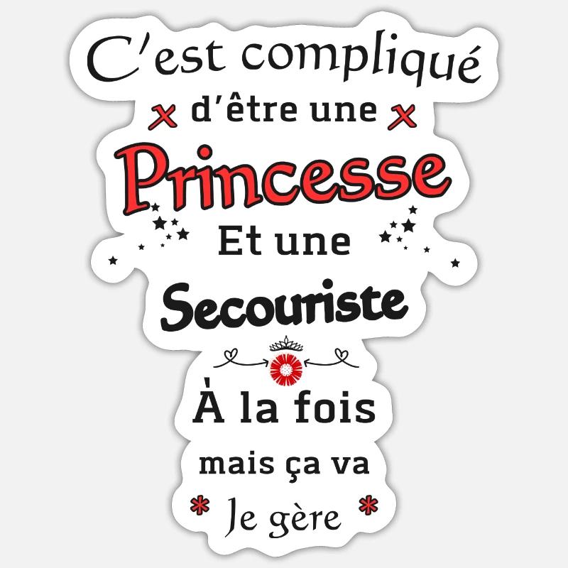 Princesse Secouriste - Sticker taille S (10 x 10 cm) - blanc mat