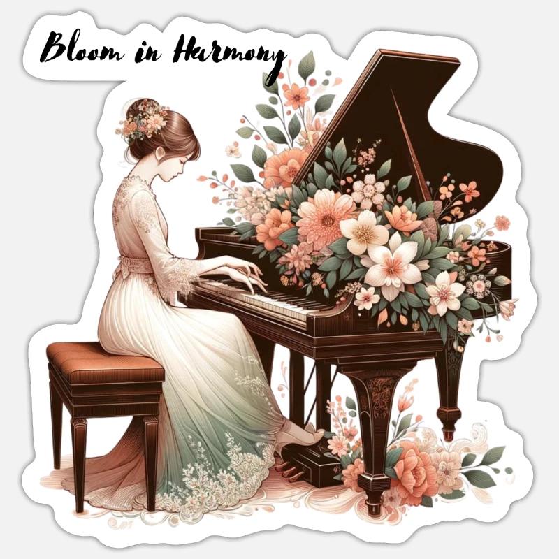 Bloom in Harmony - Sticker Größe S (10 x 10 cm) - Mattweiß
