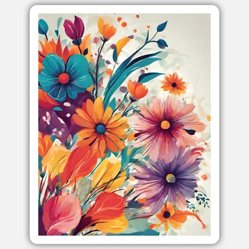 Blumen - Sticker Größe S (10 x 10 cm) - Mattweiß