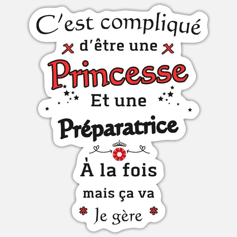 Princesse Préparatrice - Sticker taille S (10 x 10 cm) - blanc mat