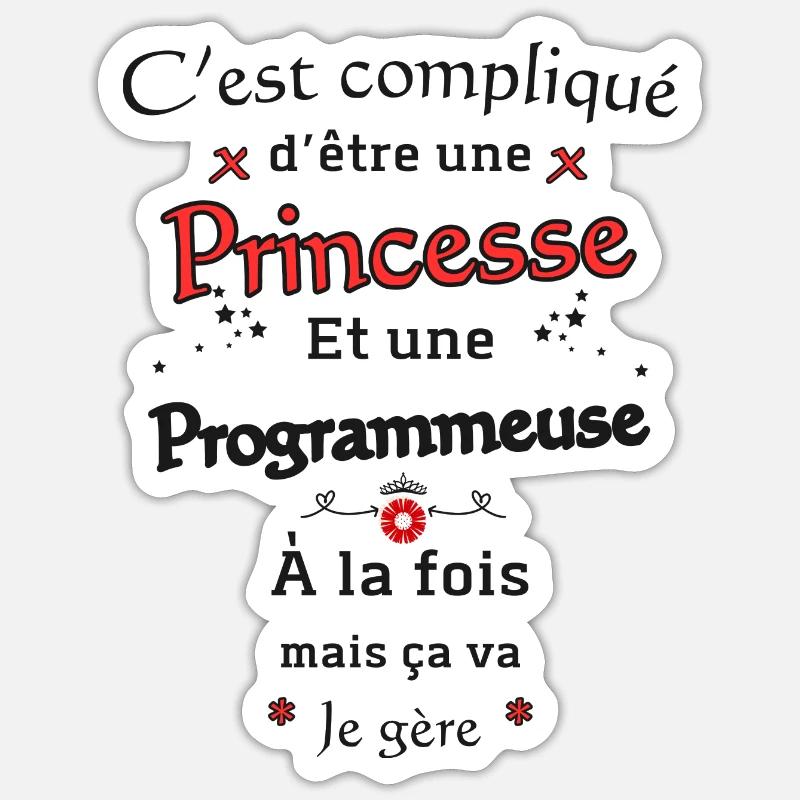 Prinzessin Programmiererin - Sticker Größe S (10 x 10 cm) - Mattweiß