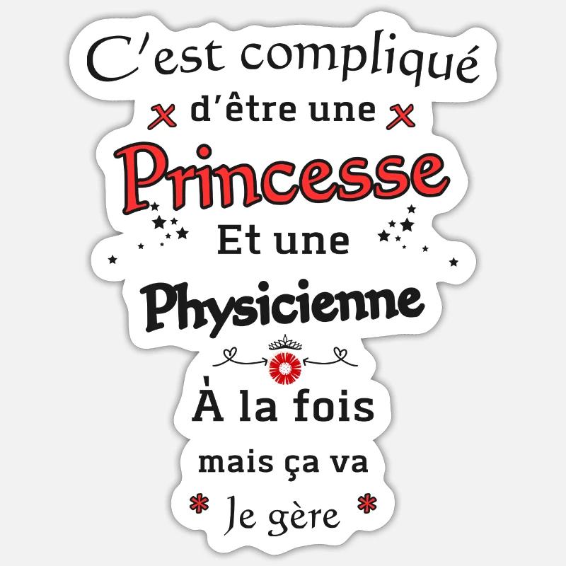 Princesse Physicienne - Sticker taille S (10 x 10 cm) - blanc mat