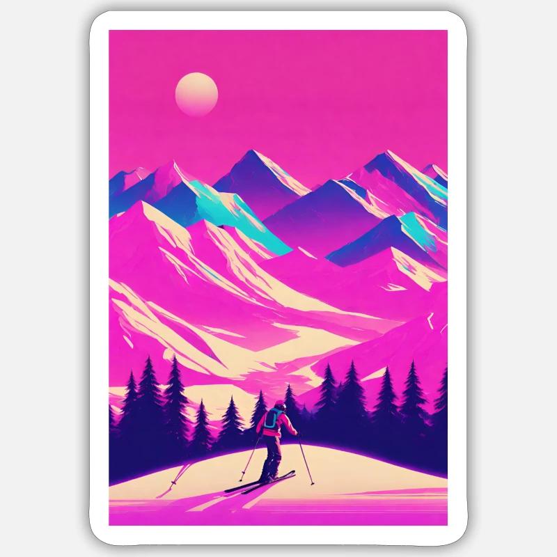 Ski - Sticker taille S (10 x 10 cm) - blanc mat