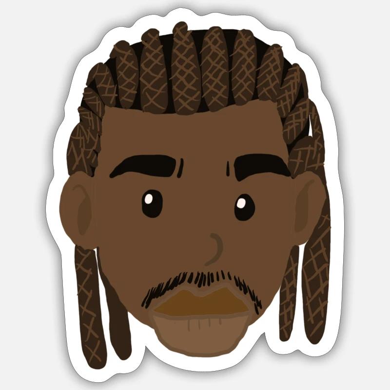 Black man with braids - Sticker taille S (10 x 10 cm) - blanc mat