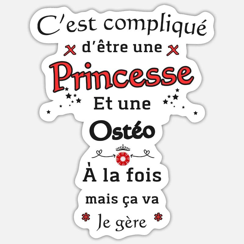 Princesse Ostéo - Sticker taille S (10 x 10 cm) - blanc mat