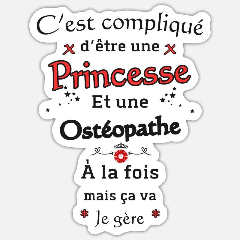 Princesse Ostéopathe - Sticker taille S (10 x 10 cm) - blanc mat