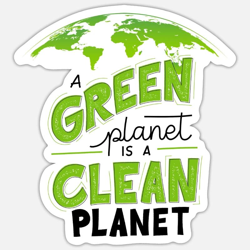 Conception écologique Green Clean Earth - Sticker taille S (10 x 10 cm) - blanc mat