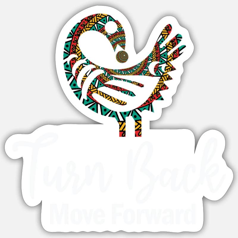 Symbole Sankofa Adinkra Ghana Noir - Sticker taille S (10 x 10 cm) - blanc mat