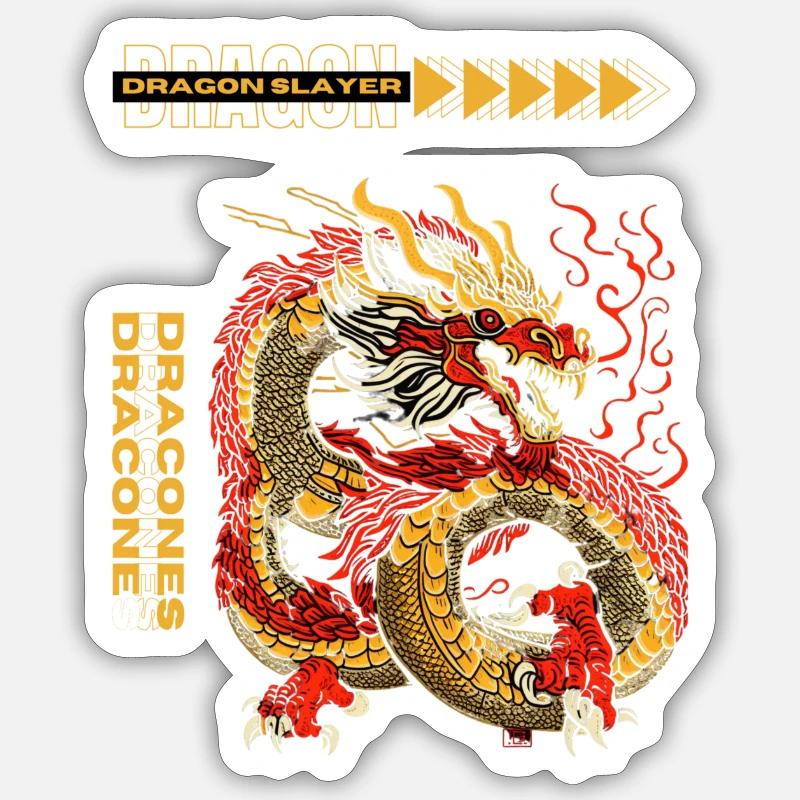 Drachentöter - Sticker Größe S (10 x 10 cm) - Mattweiß