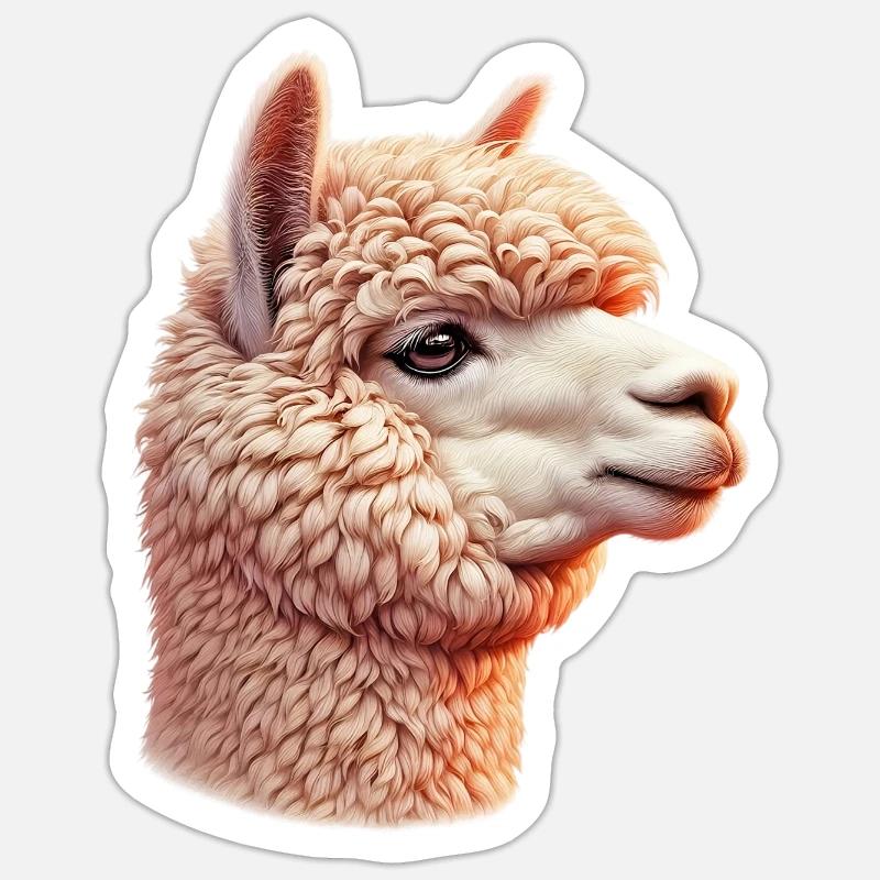 Alpaga - Sticker taille S (10 x 10 cm) - blanc mat