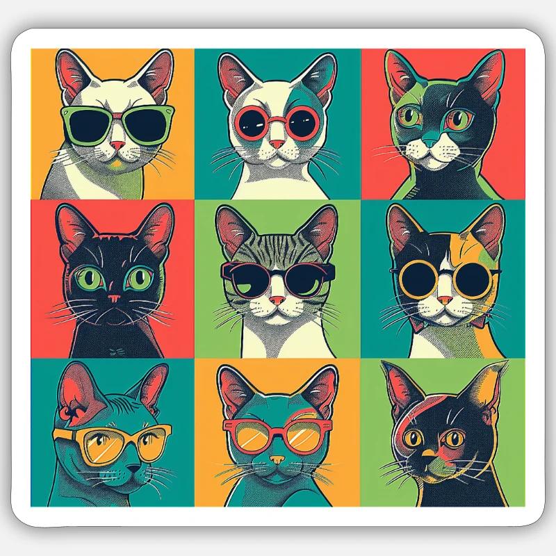 cats style - Sticker taille S (10 x 10 cm) - blanc mat