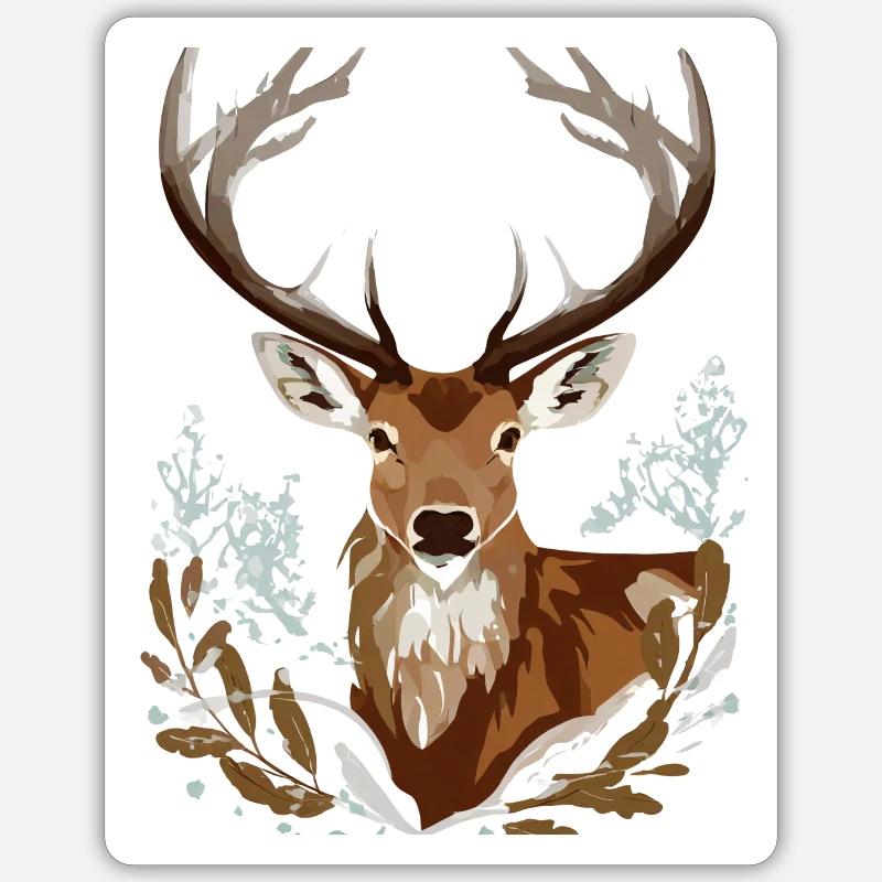 Hirsch - Sticker Größe S (10 x 10 cm) - Mattweiß