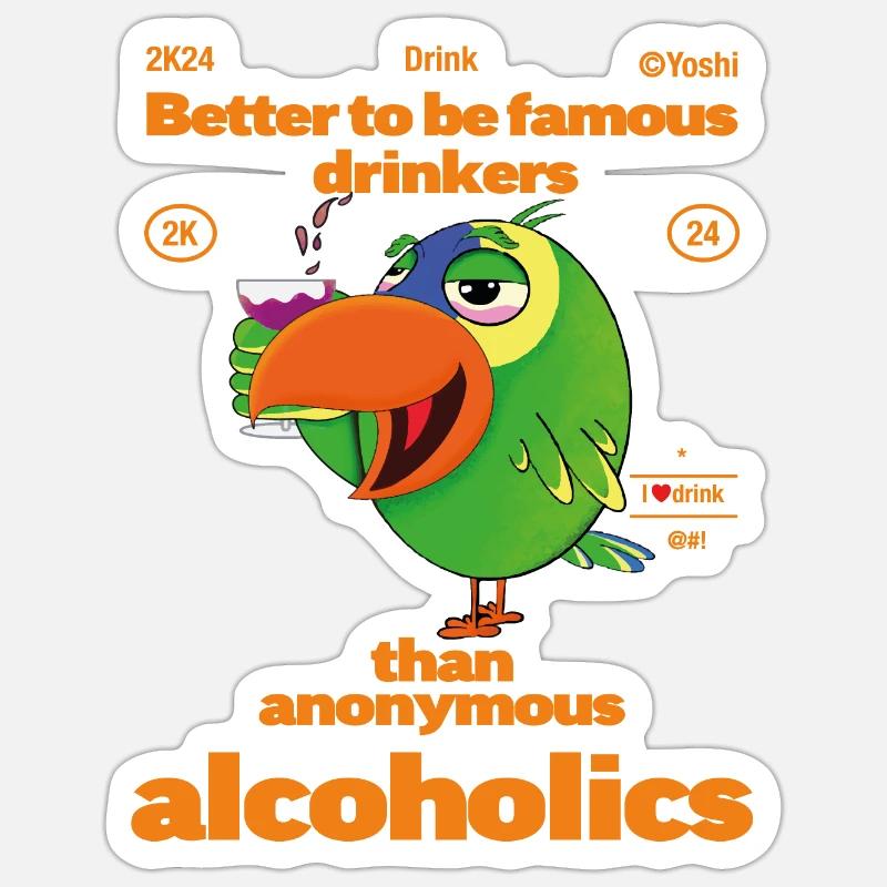 Alkoholischer Amazonas-Papagei - Sticker Größe S (10 x 10 cm) - Mattweiß