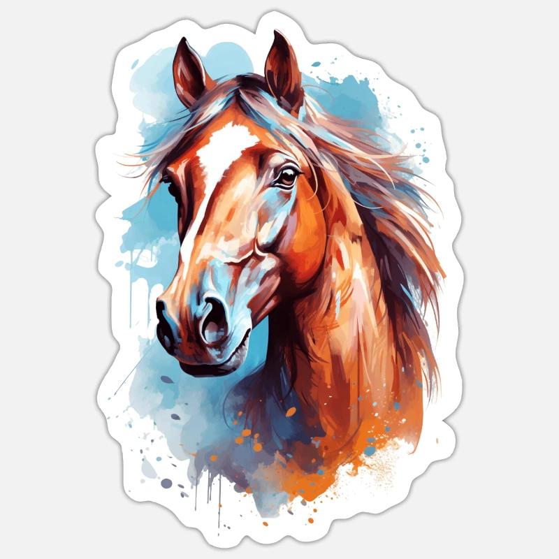 Aqaurell Horse Design - Sticker size S (10 x 10 cm) - white matte