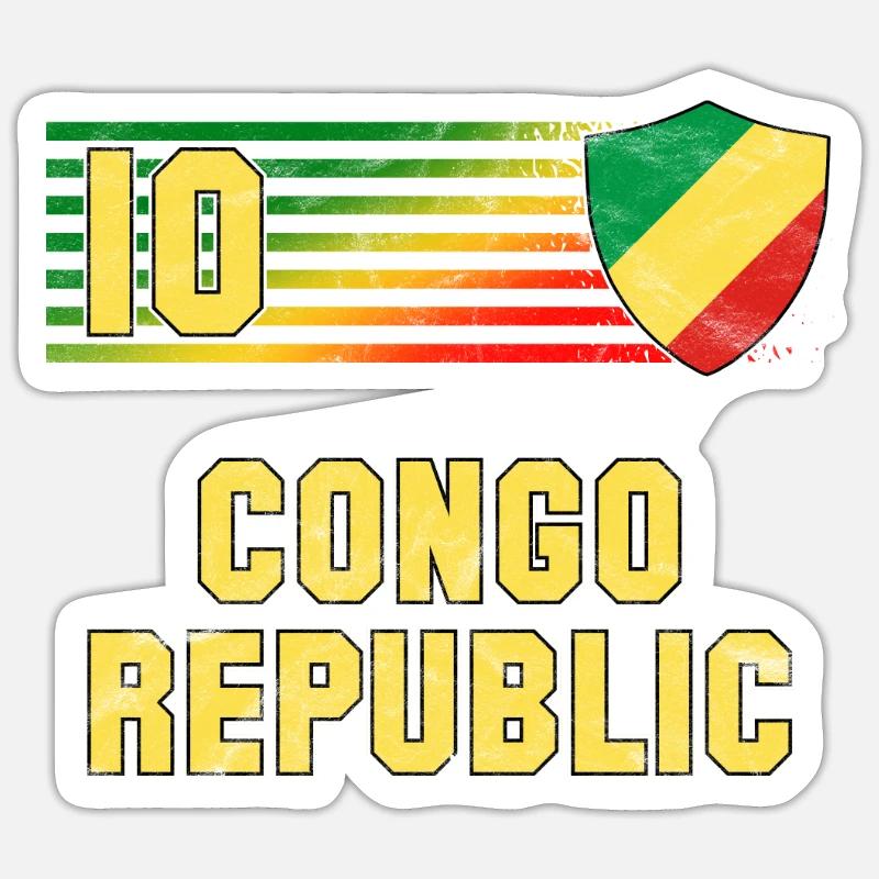 République du Congo - Sticker taille S (10 x 10 cm) - blanc mat