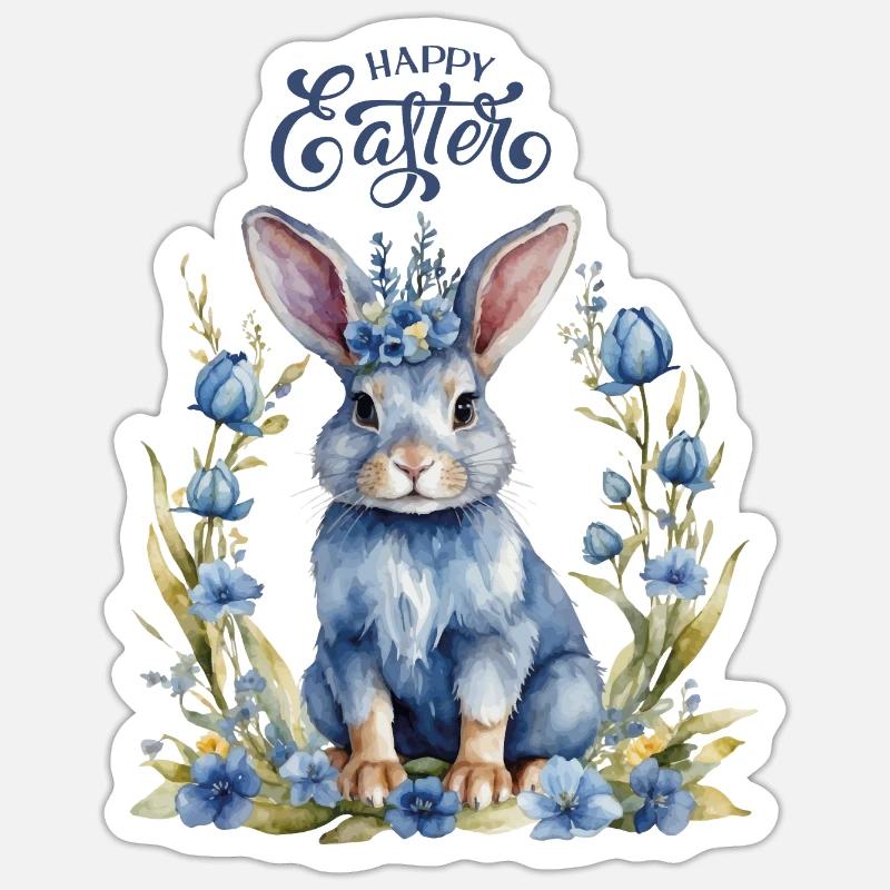 Teal Easter Bunny with Congratulations Sticker size S (10 x 10 cm)