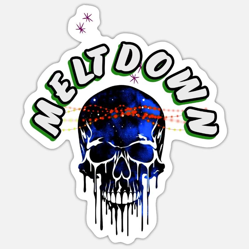 Crâne Meltdown - Sticker taille S (10 x 10 cm) - blanc mat