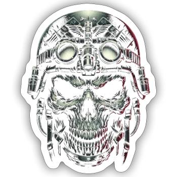 Pilotenschädel Pilot - Sticker Größe S (10 x 10 cm) - Mattweiß - Vorne