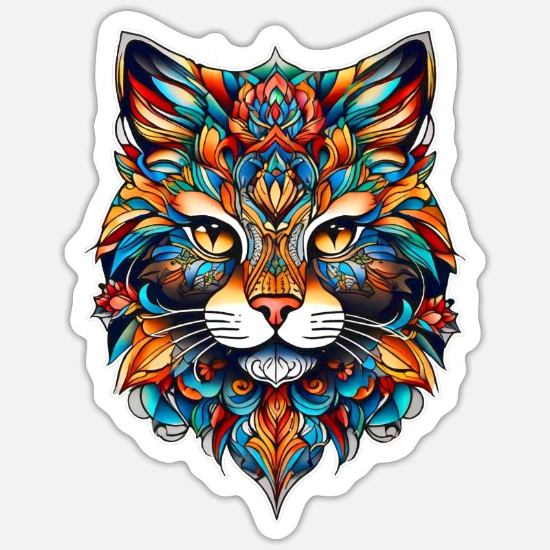 Icône de chat cool Sticker taille S (10 x 10 cm)