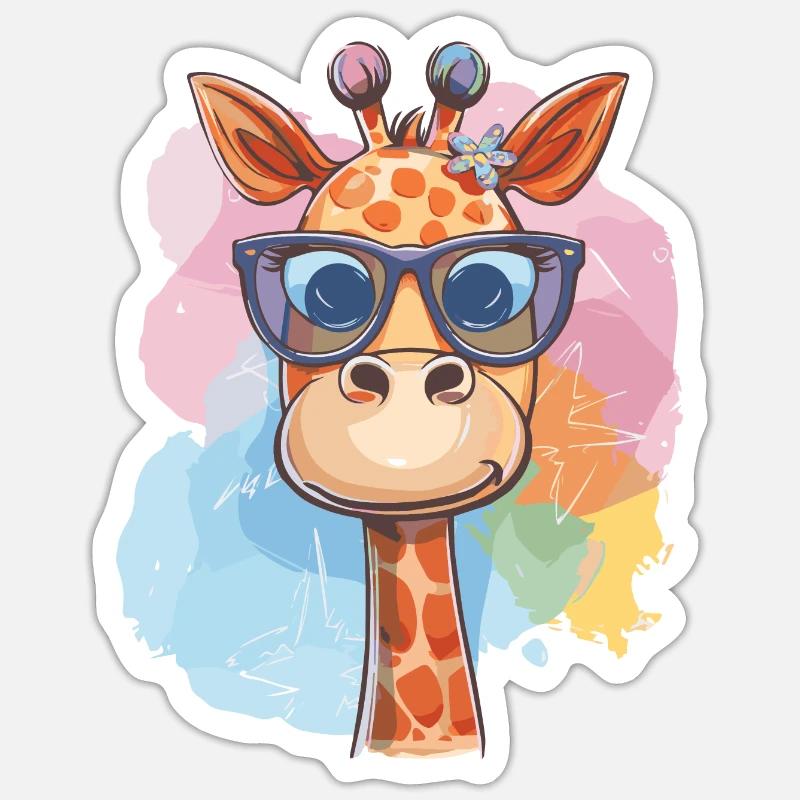 Giraffe Fabius - Sticker Größe S (10 x 10 cm) - Mattweiß