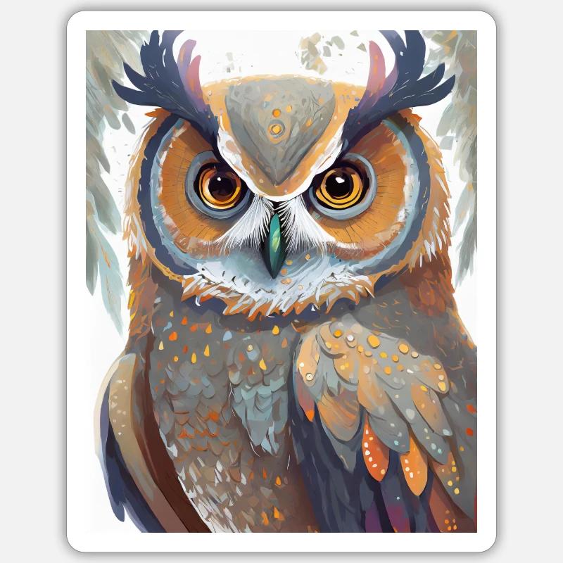 Eule - Sticker Größe S (10 x 10 cm) - Mattweiß
