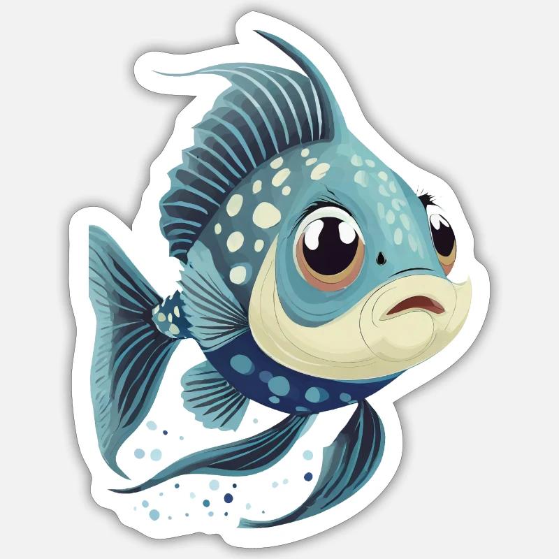 Poisson mignon - Sticker taille S (10 x 10 cm) - blanc mat